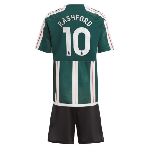 Manchester United Marcus Rashford #10 Gostujuci Dres za djecu 2023-24 Kratak Rukav (+ Kratke hlače)